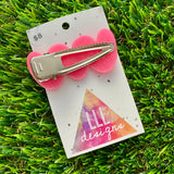 Handmade Resin Hair Clip - Neon Glitter Pink Bubble Squiggle Hair Clip!