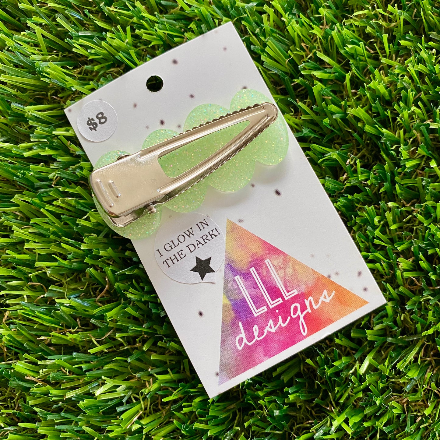 Handmade Resin Hair Clip - Glow In Dark Glitter Bubble Hair Clip!