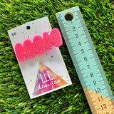 Handmade Resin Hair Clip - Neon Glitter Pink Squiggle Hair Clip!