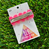 Handmade Resin Hair Clip - Neon Glitter Pink Squiggle Hair Clip!