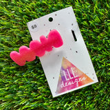 Handmade Resin Hair Clip - Neon Glitter Pink Squiggle Hair Clip!