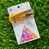 Handmade Resin Hair Clip - Orange Multi Glitter Scalloped Edge Hair Clip!