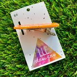 Handmade Resin Hair Clip - Orange Multi Glitter Scalloped Edge Hair Clip!