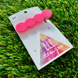 Handmade Resin Hair Clip - Neon Glitter Pink Bubble Hair Clip!