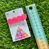 Handmade Resin Hair Clip - Neon Glitter Pink Bubble Hair Clip!