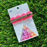 Handmade Resin Hair Clip - Neon Glitter Pink Bubble Hair Clip!