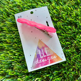 Handmade Resin Hair Clip - Neon Glitter Pink Bubble Hair Clip!