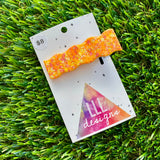 Handmade Resin Hair Clip - Orange Multi Glitter Wiggle Hair Clip!