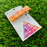 Handmade Resin Hair Clip - Orange Multi Glitter Wiggle Hair Clip!