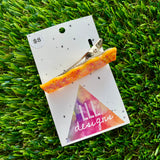 Handmade Resin Hair Clip - Orange Multi Glitter Wiggle Hair Clip!