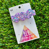 Handmade Resin Hair Clip - Lavender Multi Glitter Wiggle Jiggle Hair Clip!