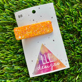 Handmade Resin Hair Clip - Orange Multi Glitter Rectangular Hair Clip!