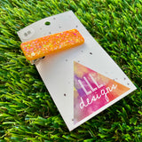 Handmade Resin Hair Clip - Orange Multi Glitter Rectangular Hair Clip!
