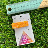 Handmade Resin Hair Clip - Orange Multi Glitter Rectangular Hair Clip!