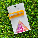 Handmade Resin Hair Clip - Orange Multi Glitter Rectangular Hair Clip!