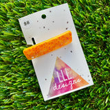 Handmade Resin Hair Clip - Orange Multi Glitter Rectangular Hair Clip!