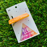 Handmade Resin Hair Clip - Orange Multi Glitter Rectangular Hair Clip!