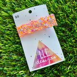 Handmade Resin Hair Clip - Pink and Orange Glitter Wave Hair Clip!