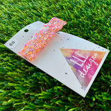 Handmade Resin Hair Clip - Pink and Orange Glitter Wave Hair Clip!