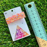 Handmade Resin Hair Clip - Pink and Orange Glitter Wave Hair Clip!