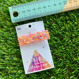 Handmade Resin Hair Clip - Pink and Orange Glitter Wave Hair Clip!