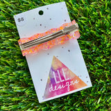 Handmade Resin Hair Clip - Pink and Orange Glitter Wave Hair Clip!
