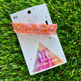 Handmade Resin Hair Clip - Pink and Orange Glitter Wave Hair Clip!