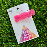Handmade Resin Hair Clip - Neon Glitter Pink Wiggle Giggle Hair Clip!