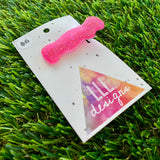 Handmade Resin Hair Clip - Neon Glitter Pink Wiggle Giggle Hair Clip!