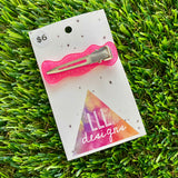 Handmade Resin Hair Clip - Neon Glitter Pink Wiggle Giggle Hair Clip!