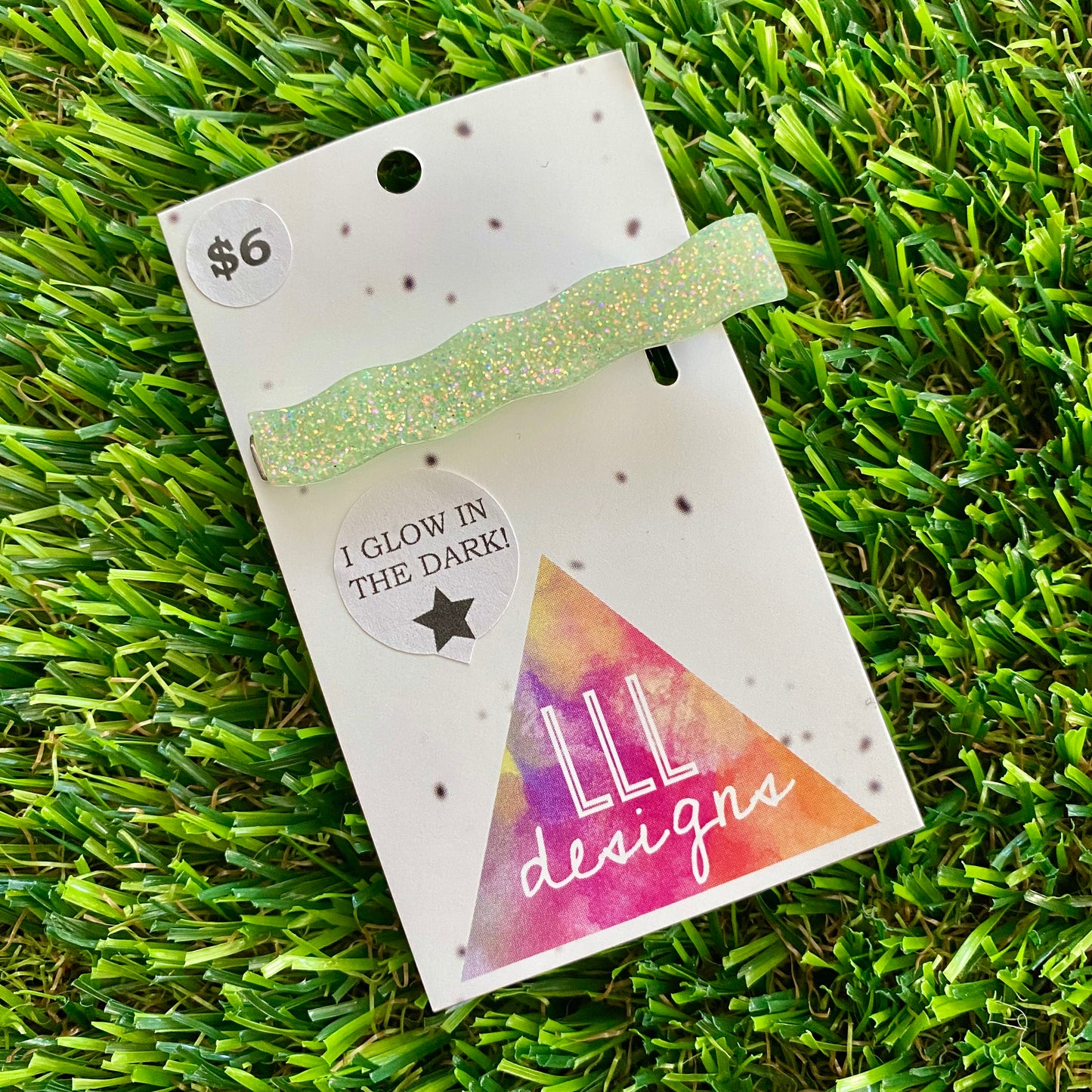 Handmade Resin Hair Clip - Glow In Dark Bar Hair Clip!