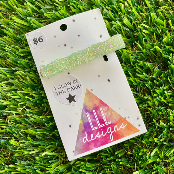Handmade Resin Hair Clip - Glow In Dark Bar Hair Clip!