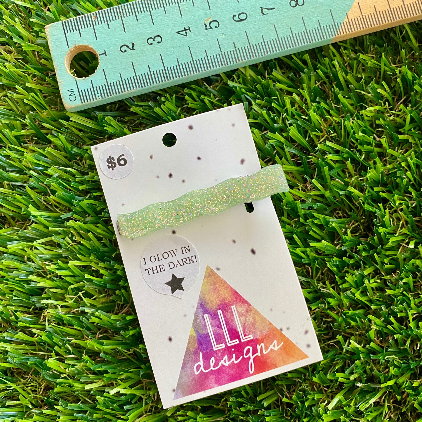Handmade Resin Hair Clip - Glow In Dark Bar Hair Clip!