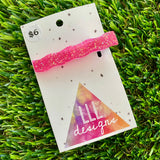 Handmade Resin Hair Clip - Neon Glitter Pink Bar Hair Clip!