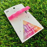 Handmade Resin Hair Clip - Neon Glitter Pink Bar Hair Clip!