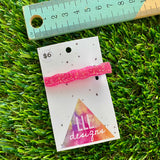 Handmade Resin Hair Clip - Neon Glitter Pink Bar Hair Clip!