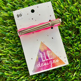 Handmade Resin Hair Clip - Neon Glitter Pink Bar Hair Clip!