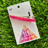 Handmade Resin Hair Clip - Neon Glitter Pink Bar Hair Clip!