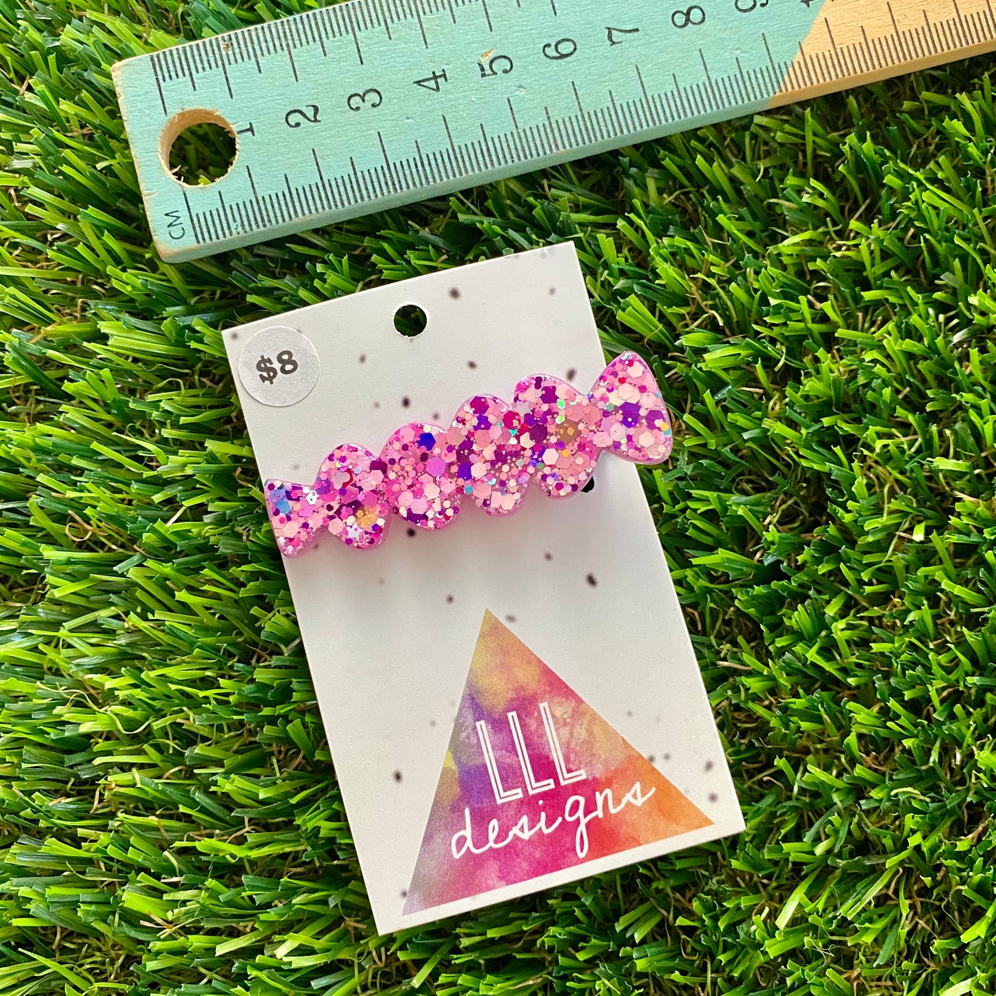 Handmade Resin Hair Clip - Pink Multi Glitter Coming Through Hair Clip!