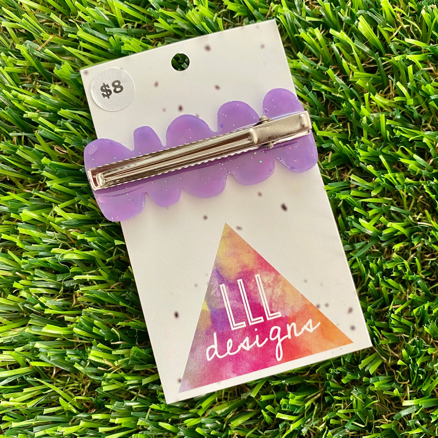 Handmade Resin Hair Clip - Lavender Multi Glitter Squiggle Hair Clip!