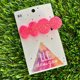 Handmade Resin Hair Clip - Neon Glitter Pink Bubble Hair Clip!
