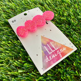 Handmade Resin Hair Clip - Neon Glitter Pink Bubble Hair Clip!