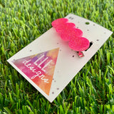 Handmade Resin Hair Clip - Neon Glitter Pink Bubble Hair Clip!