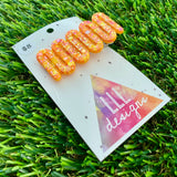 Handmade Resin Hair Clip - Orange Multi Glitter Retro Vibes Hair Clip!