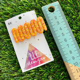 Handmade Resin Hair Clip - Orange Multi Glitter Retro Vibes Hair Clip!