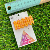 Handmade Resin Hair Clip - Orange Multi Glitter Retro Vibes Hair Clip!