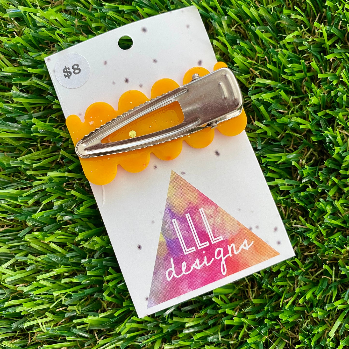 Handmade Resin Hair Clip - Orange Multi Glitter Retro Vibes Hair Clip!