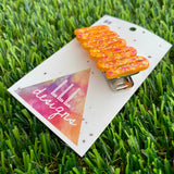 Handmade Resin Hair Clip - Orange Multi Glitter Retro Vibes Hair Clip!