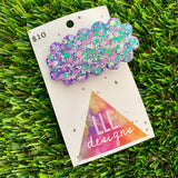 Handmade Resin Hair Clip - Purple Multi Glitter Puffy Cloud Hair Clip!