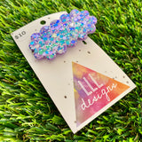 Handmade Resin Hair Clip - Purple Multi Glitter Puffy Cloud Hair Clip!